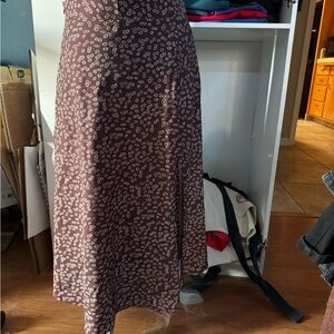 Floral Brown Midi Skirt